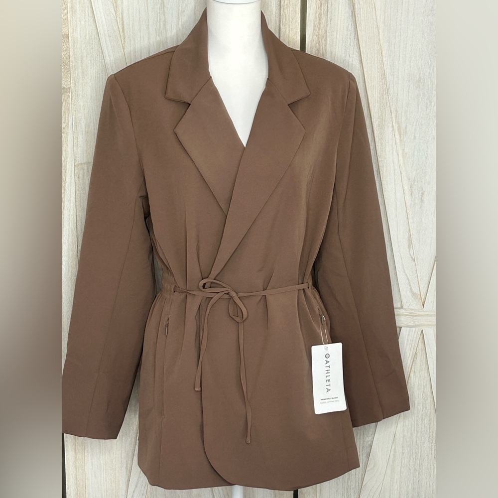 Athleta NWT Primatwill Rustic Biege Women's Blazer sz 14 office business casual - Picture 3 of 15